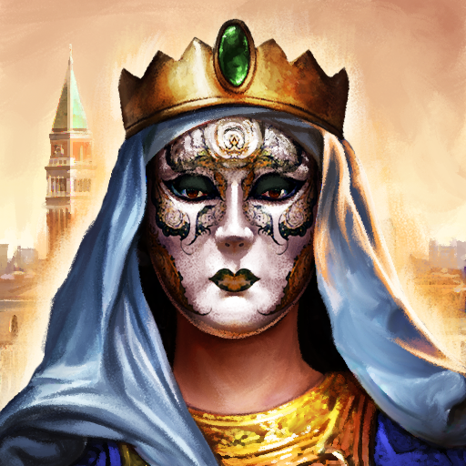 Venetian Carnival queen wearing a crown and traditional mask profile icon