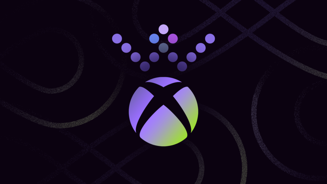 Xbox logo in purple and green with a W crown on top.