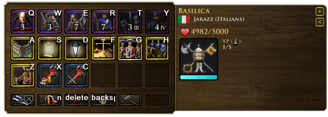 Basilica UI with Basilica building stats