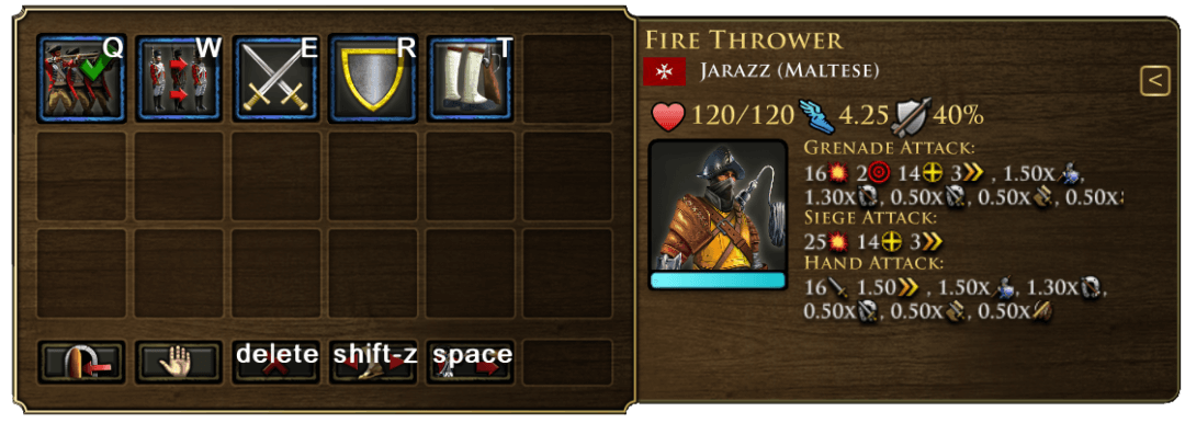 fire thrower ui menu and stats
