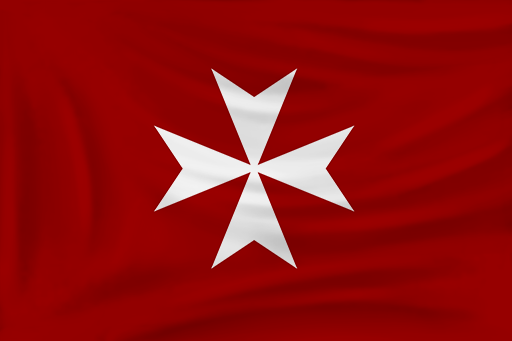 Maltese flag with red background and white hospitaller cross