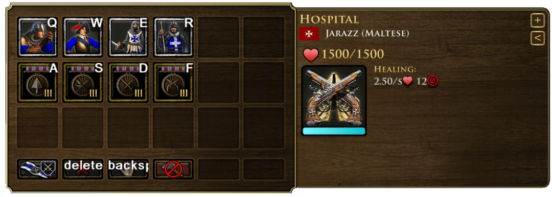 hospital ui menu with stats