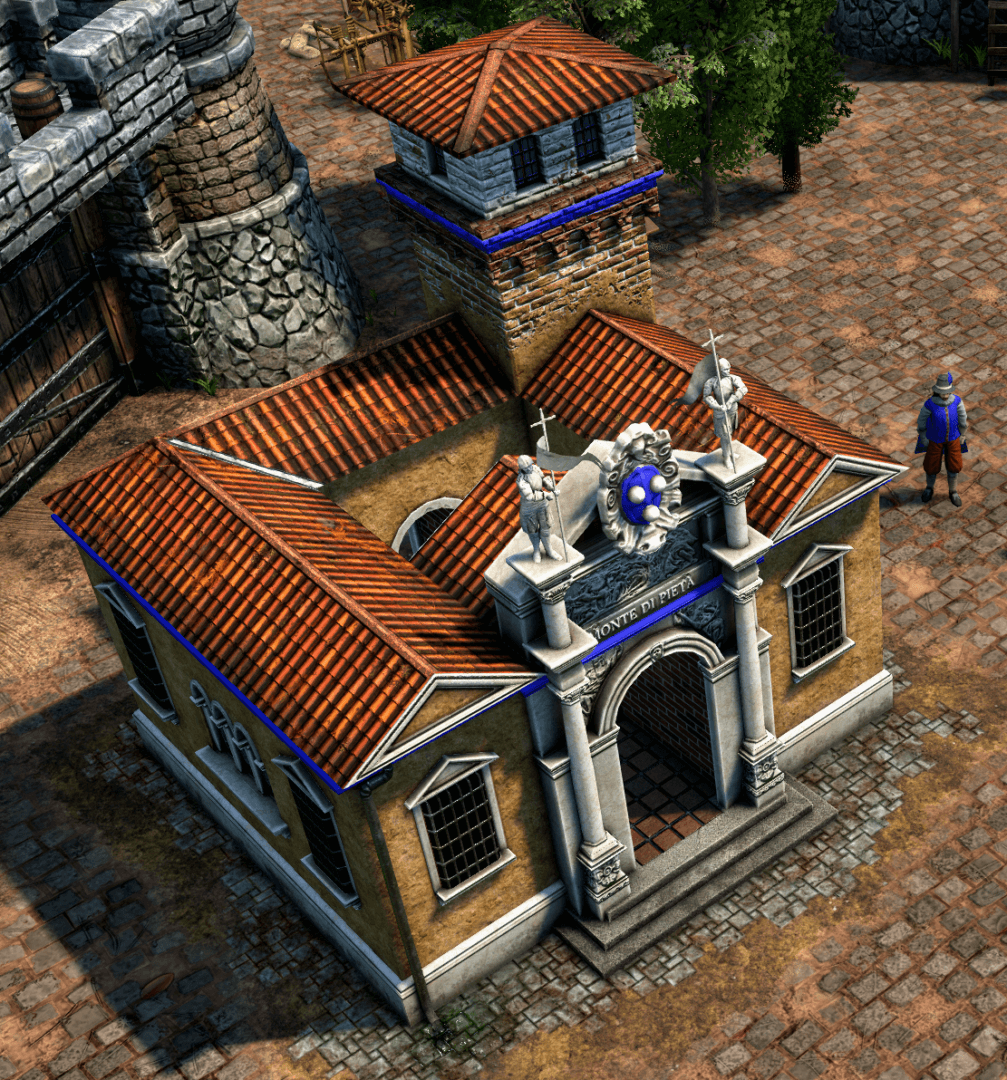 Image of the Italian civ's lombard building in game