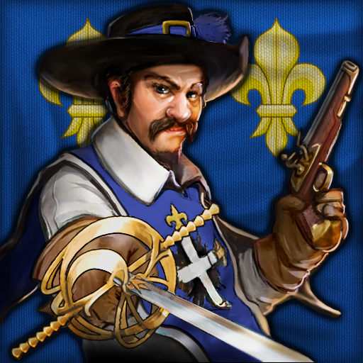 image of a musketeer for the house of bourbon with the french flag in the background
