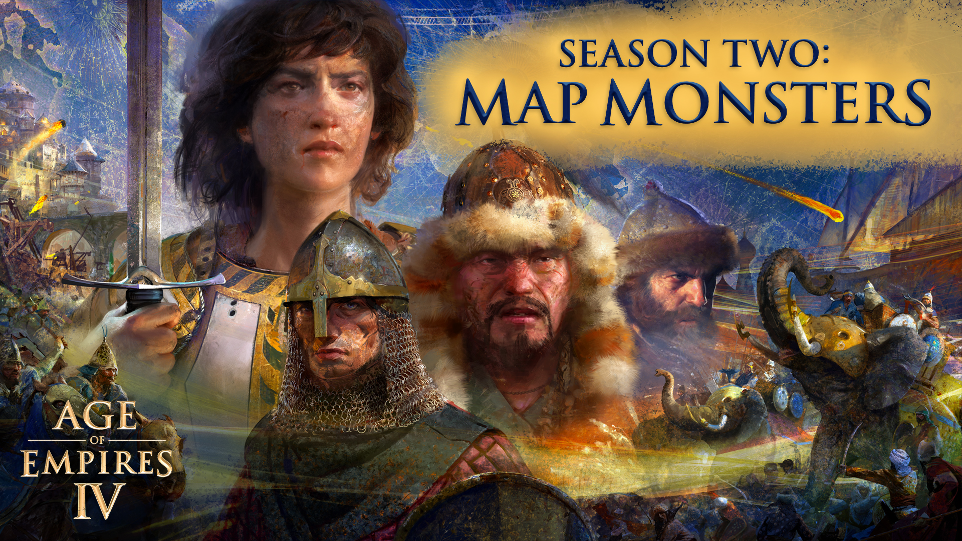 Age of Empires IV cover art with the words Season Two Map Monsters