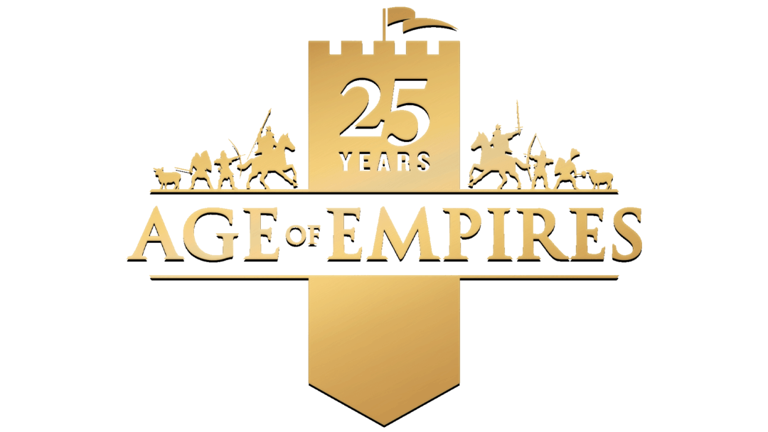 gold logo that says 25 years age of empires