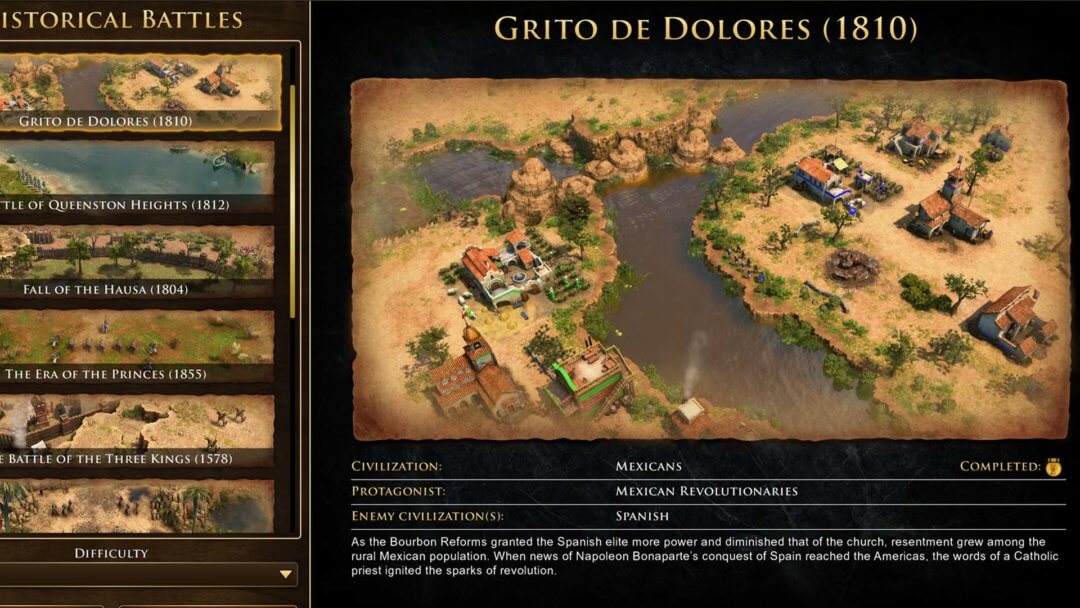 Grito De Dolores (1810) historical battle intro ui