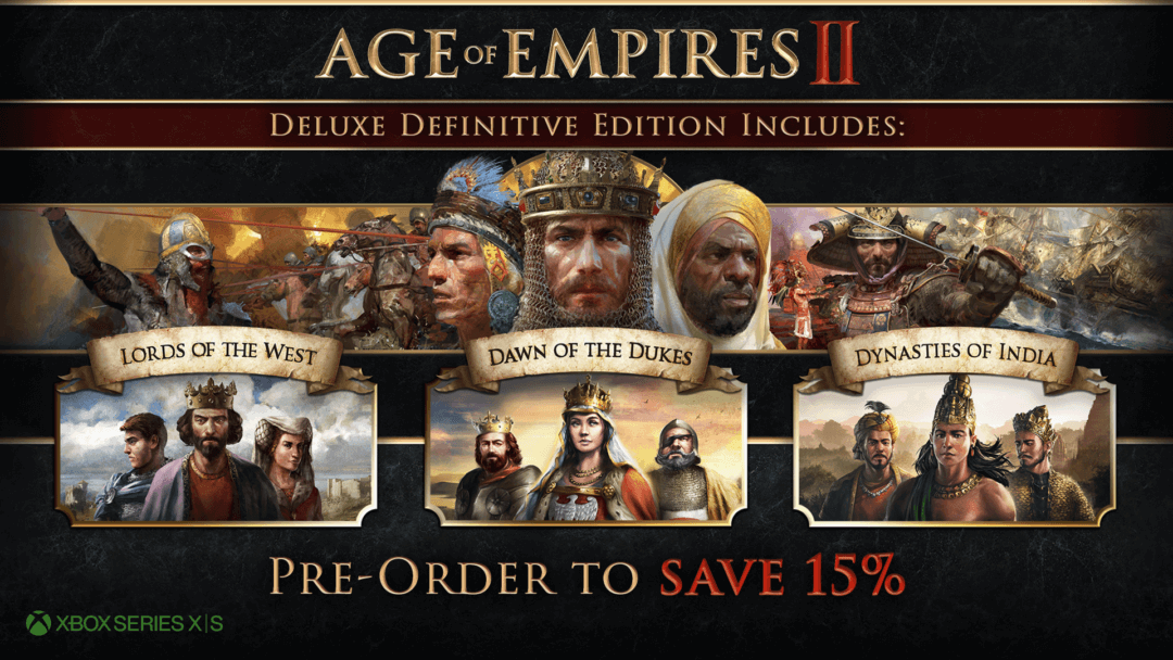 age of empires ii: definitive edition cover art featuring royalty dressed in armor