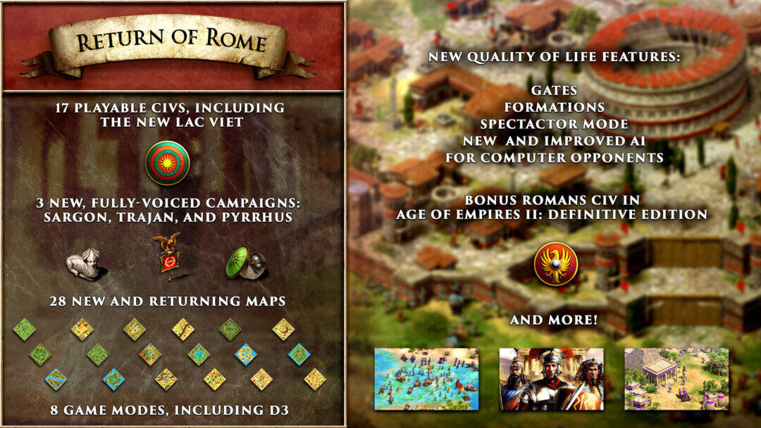 differences between age ii, and age with the newest release of return of rome