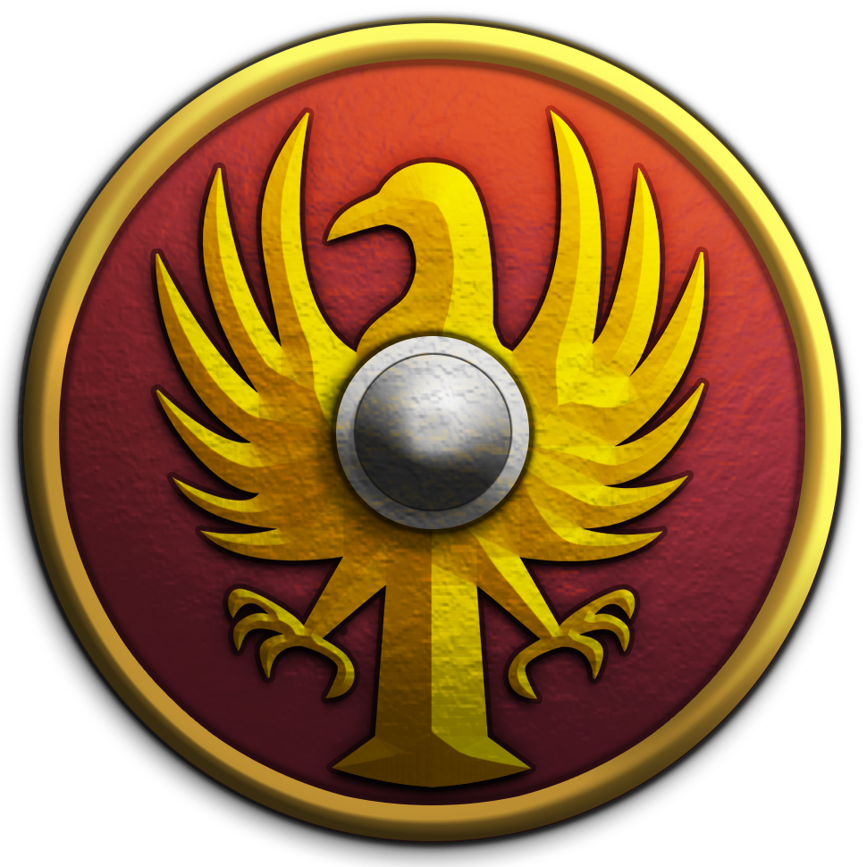 Romans civilization icon featuring a golden eagle on a red shield